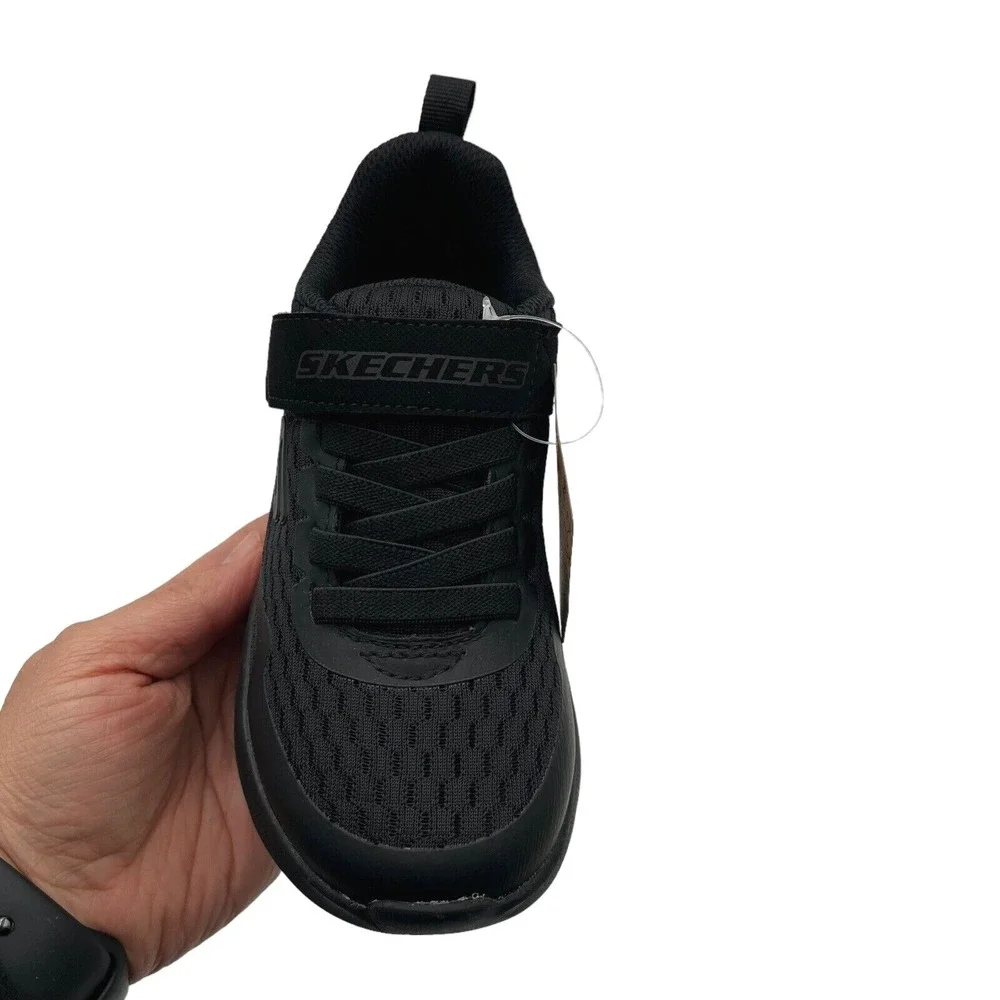 Skechers MicroSpec Max Youth‎ Boys Slip-on Sneaker Size 1 Solid Black Shoes